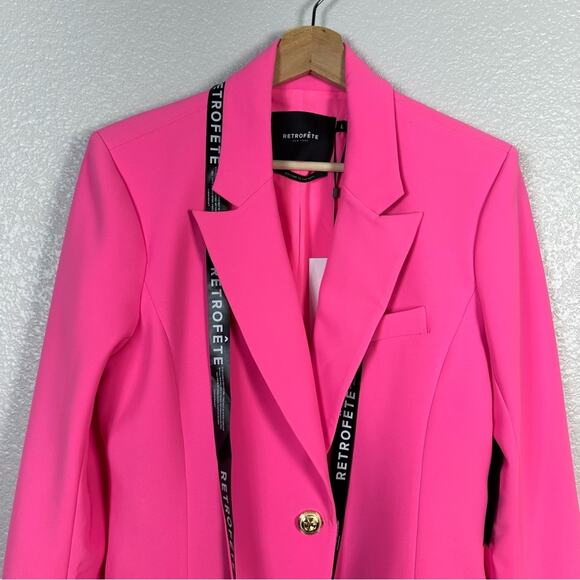 Retrofete NWT Women’s Kristen Blazer in Hyper Pink Size Large - Picture 4 of 15
